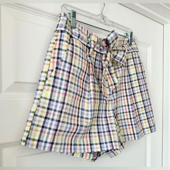 NWT LOFT High Waist Paperbag Shorts in Plaid - Picture 11 of 12